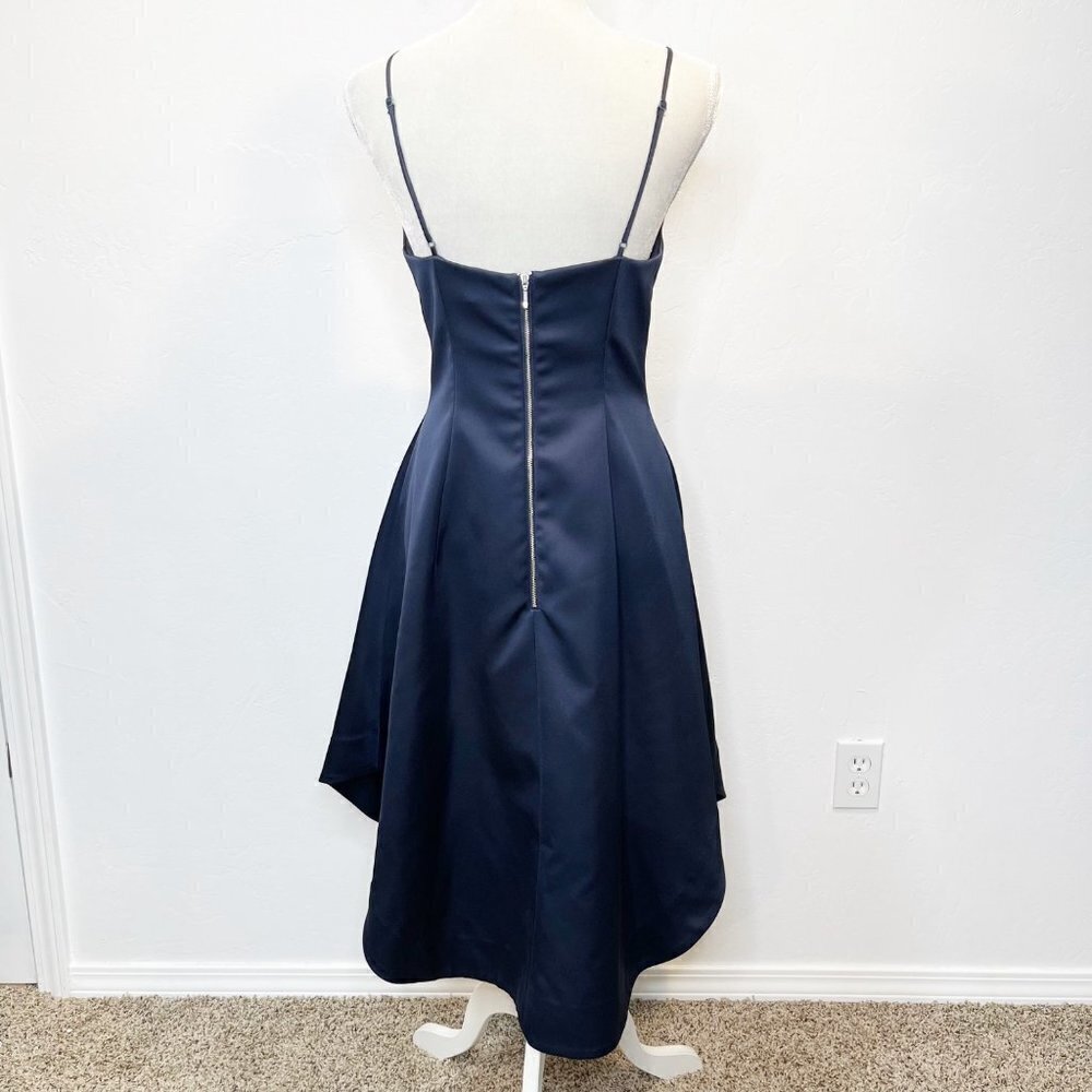 Keepsake Heart Strong Navy Blue Satin Formal Cocktail Party Midi Dress Size M - Picture 8 of 12
